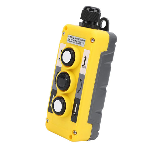 Yellow IP68 Rainproof Hoist Crane Push Button Switch Set Up Down Industrial Control Button 3 Button Version COB T2 AC 250V 5A