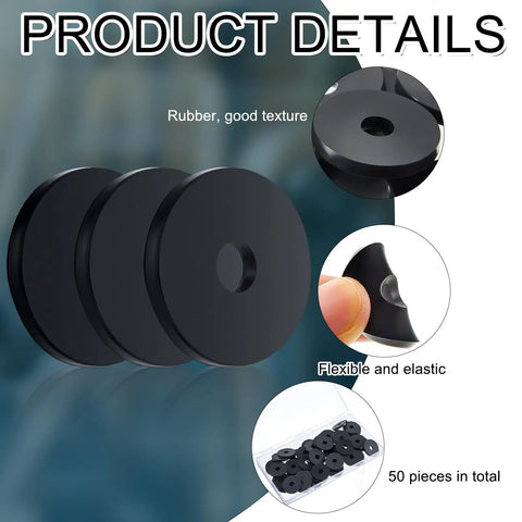 Heavy Duty Rubber Washers 50 Pieces Set Flat Washers SBR 1 Inch Outer Diameter 0.25 Inch Inner Diameter 0.125 Inch Thick shown up close