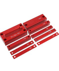 Top Tier Precision Woodworking Setup Blocks And Height Gauge Bars Made From Heavy Duty Anodized Aluminum For Table Saw Router Jigs in red color.