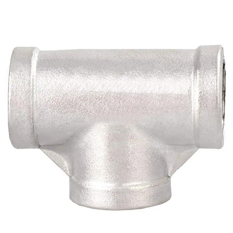 One Half Inch NPT Tee Female 3 Way Pipe Fitting Cast Stainless Steel 304 Durable High Pressure Up To 150 PSI And Temperature Range From Minus 65 To 250 F Pack Of Two For DIY Home Plumbing Water Oil Gas And Air Lines stainless steel tee fitting