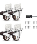 1.5 Inch Swivel Plate TPE Caster Wheels Pack Of 4 With Brake Low Profile L Bracket Casters and screws for crib table shelf TV stand.