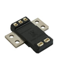 Straight Up 2500A Shunt Current Sensor For Electric Vehicle Battery Monitoring and High Amp Load Testing with Dead On Readings, black and silver design.