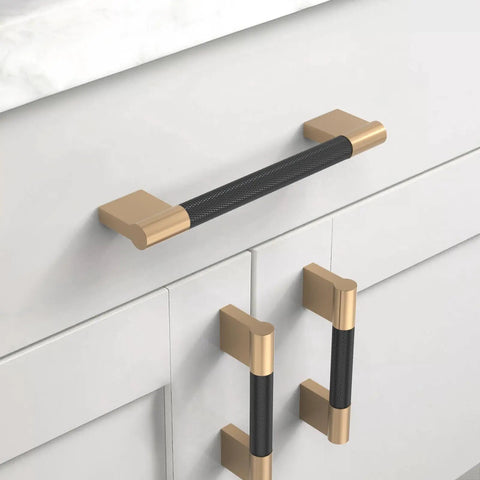 Fire 10 Pack 5 Inch Knurled Cabinet Pulls In Matte Black And Champagne Bronze Solid Metal Drawer Handles For Modern Kitchen Cupboard Hardware That Slaps And Feels Premium
