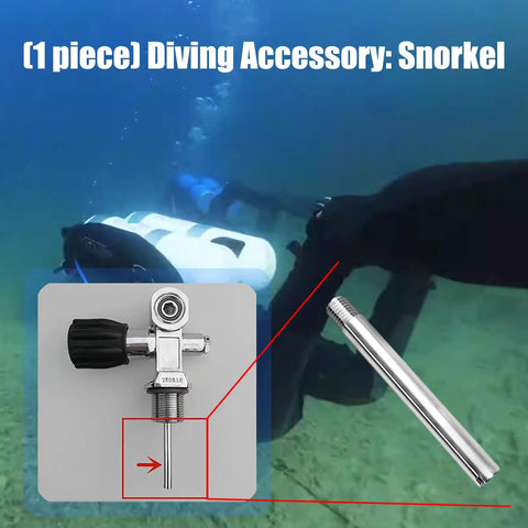 Diver using scuba gear with Dip Tube For Scuba Tanks Valve One Quarter Inch 32 Thread Stainless Steel Standard Spindle.