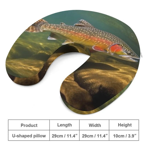 Brook Trout Fly Fishing Travel Pillow U Shaped Neck Pillow For Airplane Car Office Comfort With Memory Foam Fill Portable