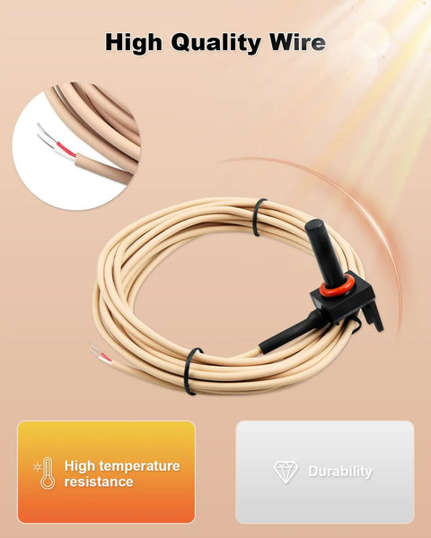 ULXIOM GLX-PC-12-KIT 10K thermistor temperature sensor on beige coiled cable with black probe