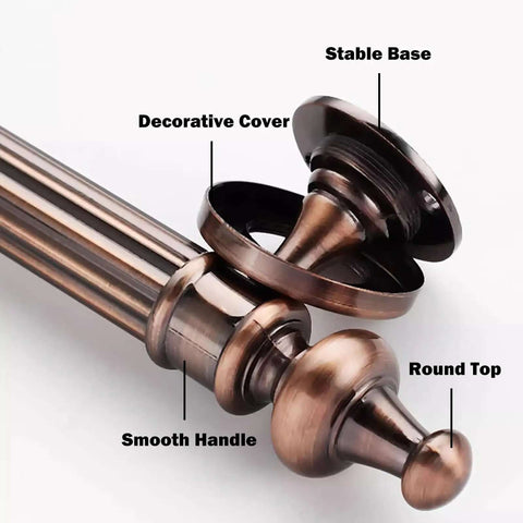Heavy Duty Antique Barn Door Handle Kit With Red Copper Finish, Stainless Steel Sliding Door Pulls For Vintage Retro Style, 25 Cm Length, close-up view