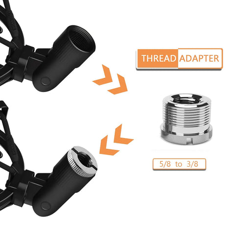 Pro Condenser Mic Shock Mount thread adapter with 5/8 to 3/8 conversion shown