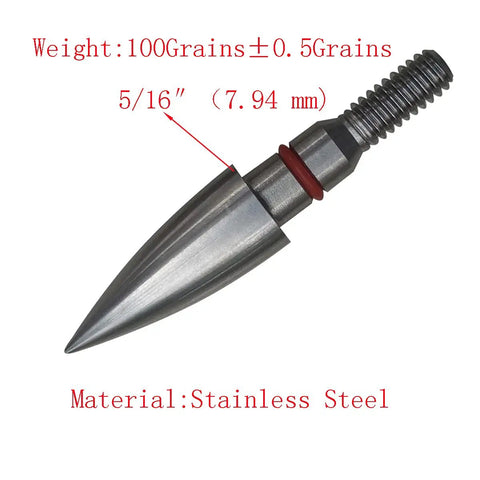 Pro Grade Archery Screw In Field Points Set Stainless Steel SUS303 For Target Practice 5/16 In 100 Grains