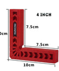 Heavy Duty Positioning Squares For Woodworking Set Of Eight Precision Layout Gauges With Dual Scale Edges, 4-inch red square.