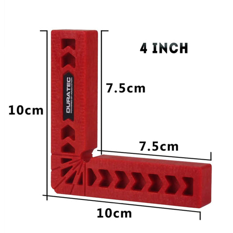 Heavy Duty Positioning Squares For Woodworking Set Of Eight Precision Layout Gauges With Dual Scale Edges, 4-inch red square.