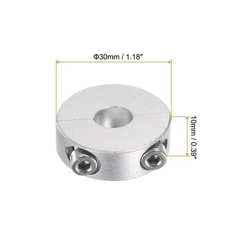 Beefy Double Split Shaft Collar Set For 10mm Shaft Clamp On 30mm Outer Diameter 10mm Wide Anodized 6061 Aluminum Side View