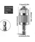Hex Quick Change Drill Chuck With 3 Jaw Grip Hardened Steel Build Quick Lock Shank, dimensions labeled for woodworking and metalworking