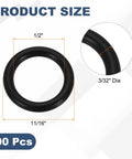 100 Pcs Nitrile O-Rings 1/2 In ID, 11/16 In OD, 3/32 In Thick, 70 Durometer Black Sealing Gaskets dimensions