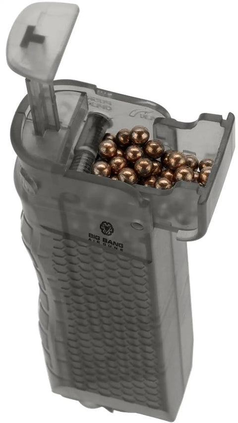 Compact Polymer Speedloader For 4.5mm.177 Airguns, Black, Durable Injection Molded Body With Ergonomic Finger Grooves And Non Slip Hex Pattern Grip