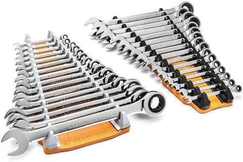 Two Piece Reversible Wrench Rack Set With 16 Slots Per Rack For Up To 32 SAE And Metric Wrenches Up To 1 Inch Or 25 Mm Quick Change Side Rails