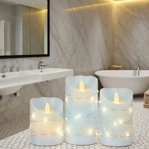 Bathroom decor featuring Bunny Flameless Candles With Remote Dope Glass Rabbit LED Candles For Home Decor Wedding Party Easter Holiday
