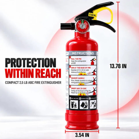 Knock Out Fires Fast With This Badass 2.5 Lb Abc Dry Chemical Fire Extinguisher Featuring A Solid 1A 10BC Rating Packed In An 8 Pack Bundle Perfect For Home Shop Van And Travel Lightweight Safety Solution You Can Trust. Compact 2.5 lb ABC fire extinguisher with instructions, dimensions 13.78 x 3.54 inches.