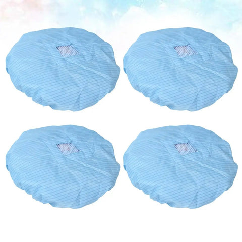 No Sweat Antistatic Work Caps Featuring Ventilated Mesh Window Durable Dust Proof Headgear Four Pack Cleanroom Floor Gear Unisex Sharp Navy Blue Shade For Electronics And Food Processing Zones Today.