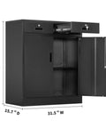 36 Inch High Locking Metal Storage Cabinet With Two Drawers And An Adjustable Shelf For Office, Garage Or Home, Heavy Duty Steel Construction In Black Finish