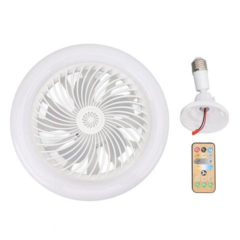 LED Ceiling Fan Light with Remote Control, 30W Silent Enclosed Fan for with white blades and remote.