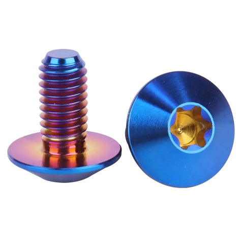 Set Of 4 Beefed Up Titanium Bolts With Torx Head For Bicycle And Motorcycle M5 And M6 In Burnt Blue Finish Includes 12mm 15mm And 20mm Lengths
