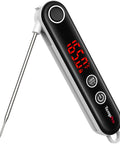 Ultra Fast Instant Read Meat Thermometer With 4 Inch Probe Digital Thermocouple Sensor Delivers 2 To 3 Second Readouts At 0.9 F Accuracy 14 F To 572 F Range Lock Function Ideal For Grillin Smokin Fryin Candy Oil And Kitchen with black display