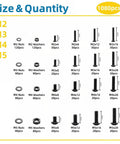 Dope Hex Socket Cap Screw Kit M2 M3 M4 M5 With Wrench, Durable Metal Fasteners, Precise Threads, Handy Assortment For DIY Projects, Home Repairs, And Small Machinery, Easy To Identify Sizes And Build Solid Joints. size chart with M2-M5 screws, nuts, and washers