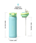 24 Oz Insulated Stainless Steel Water Bottle With Straw Sky Blue dimensions and lid design for everyday use and outdoor adventures.