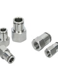 Top Shelf Stainless Steel Pneumatic Quick Coupling With Bspt Internal Thread For No Sweat Air Line Attachments Fits One Eighth One Quarter Three Eighths And Half Inch Tubing Heavy Duty Build with various sizes.