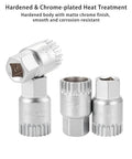20 Tooth Bottom Bracket Removal Tool Kit With Anti Drop Fixing Rod Compatible With Shimano Octalink ISIS Truvativ Race Face And FSA BB Systems Pro Grade Heavy Duty 304 Stainless Steel Bike BB Tool For Easy Removal And Installation. Chrome-plated tool kit with three parts, features heat-treated finish.