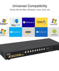 8 Port HDMI KVM Switch Delivering Smooth 4K 60Hz Video And USB 3.0 Ports for universal compatibility with various operating systems.