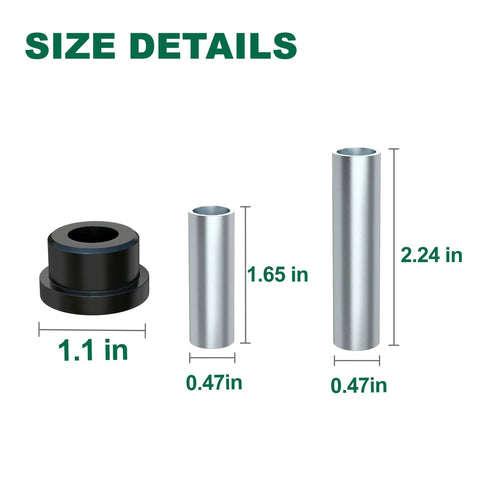 Size details of Complete Rear Leaf Springs And Shackles Bushing Sleeve Kit For Club Car Precedent Golf Cart urea bushings.