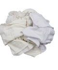 White Knit Cleaning Rags 25 Lb Box Recycled Cotton Blend T Shirt Material Low Lint Absorbent Durable Budget Friendly All Purpose Wiping Cloths