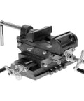 4 Inch Cross Sliding Vise With Dual Travel Rails, Heavy Duty Bench Vise For Metalworking And Woodworking, black finish
