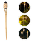 Natural Bamboo Tiki Torch Outdoor Set 2 Pack With Decorative Woven Design For Backyard Vibes And Garden Lighting Outdoor Parties Weddings Festivals Eco Friendly Oil Lamps. Features tall bamboo design and woven top.