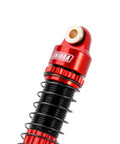 Close-up of Threaded Shock Absorber Oil Damper 53mm for Redcat Ascent18 1/18 RC Crawler with red CNC aluminum body.