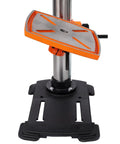 12 Inch Benchtop Drill Press With Laser Positioning And Digital Meter Variable Speed 0-45 Degree Tilting Table, close-up of adjustable metal table.