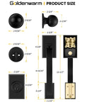 Matte Black Front Door Handle And Deadbolt Set With Reversible Knob showcasing product dimensions for easy install and curb appeal
