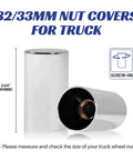 60Pcs 33mm Lug Nut Covers Chrome for Semi Trucks and Trailers, Durable ABS Plastic Rust-Resistant Screw-On Nut Caps diagram