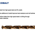 Twelve Pack 9/64 Inch Cobalt Steel M35 Jobber Length Twist Drill Bits for Beefed Up Metal and Stainless Steel with cobalt text