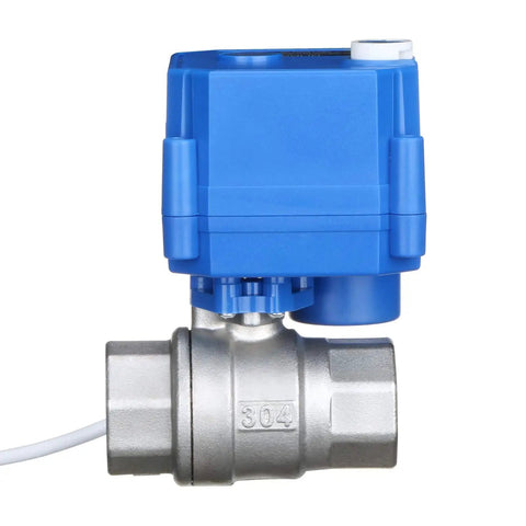 Motorized Three Quarters Inch Ball Valve Full Port NSF Certified 304 Stainless Steel With Manual Function 9-24V AC DC Auto Return