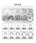 Stainless Steel E Clip Washer Assortment Kit 120 And 200 Pcs Circlip Retaining Rings For Shafts M1.5 To M10 in organizer box
