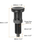 No Sweat Push Fit Ball Nose Spring Plunger M16x1.5 Thread With One Point Zero Two Inch Body Forged From Heavy Carbon Steel, 30mm diameter.