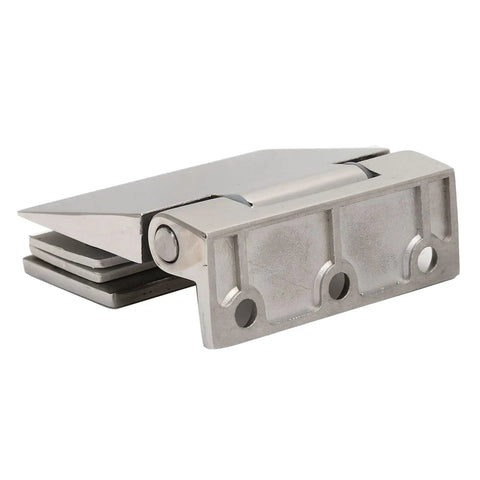 Beefy Inclined Single Side Glass Door Hinge For Shower And Toughened Glass Heavy Duty Rustproof 304 Stainless Steel Bathroom Hardware Fits 8mm To 12mm Thick Glass Built To Last In High Traffic Bathrooms, angled 304 stainless steel hinge for 8-12mm shower glass