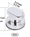 Heavy Duty Suction Cup Handles 2 Pack Vacuum Glass Door Knobs With Killer Grip Strength For Shower Windows Cabinets And Mirrors No Drill Needed, 2.4 inch silver handle shown with dimensions.