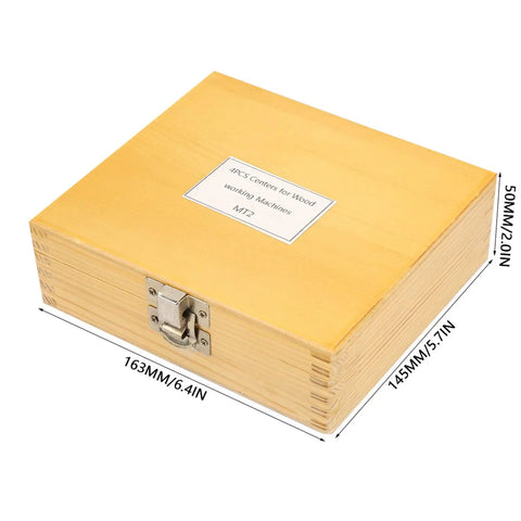 Essential 4 Piece Wood Turning Center Set With Spur And Cup Tool For Lathe Spindle Work, Includes Protective Box front view.
