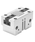 Hardcore Pneumatic Parallel Gripper For Professional Automation Workflows Featuring Top Shelf Air Cylinder Engineering, silver aluminum body.