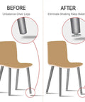 Comparison of chair legs with and without M8 Screw On Furniture Glide Leveling Feet, Heavy Duty Adjustable Floor Protectors For Chairs.