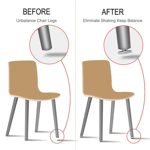 Comparison of chair legs with and without M8 Screw On Furniture Glide Leveling Feet, Heavy Duty Adjustable Floor Protectors For Chairs.